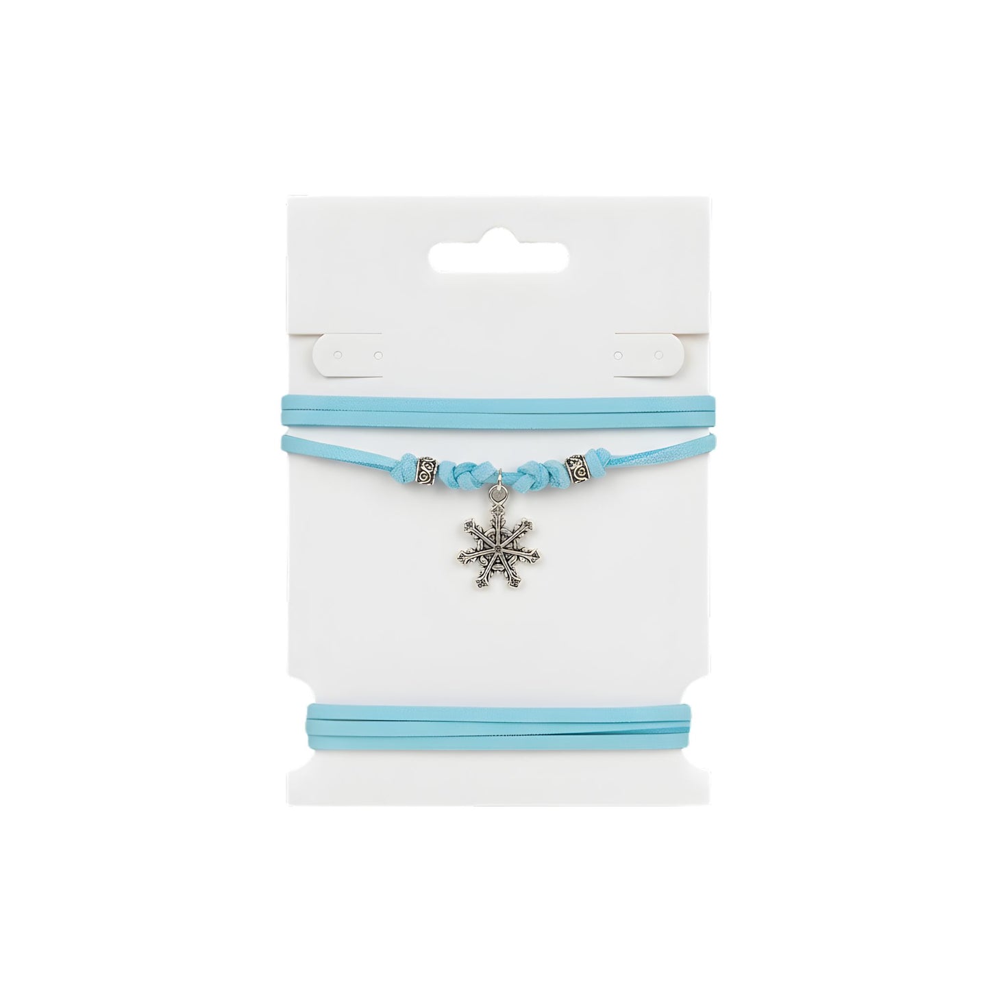 Choker azzurro con fiocco di neve silver e distanziatori metallici