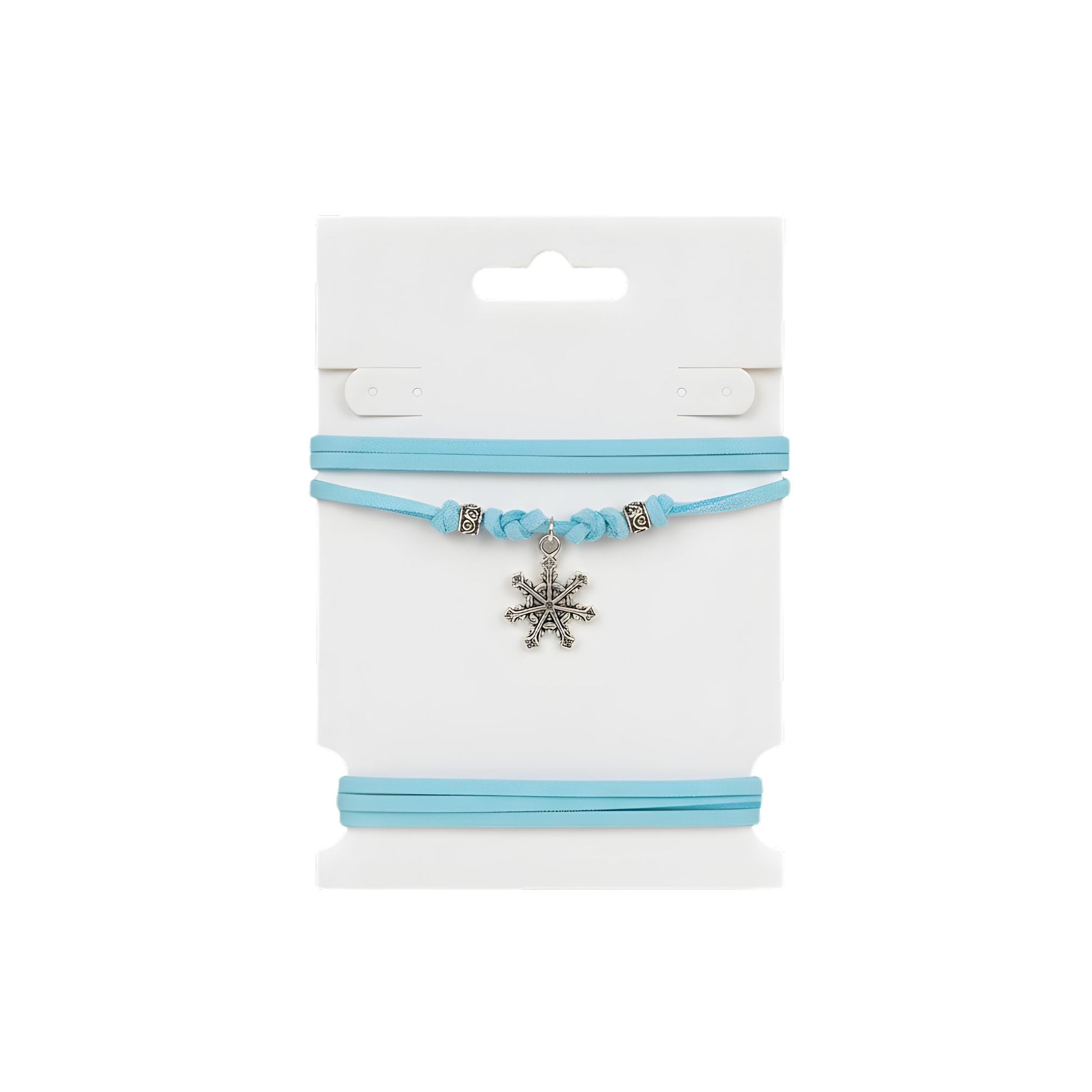 Choker azzurro con fiocco di neve silver e distanziatori metallici