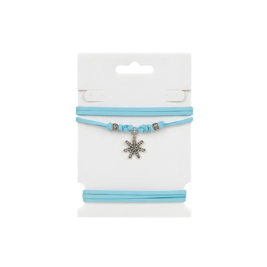 Choker azzurro con fiocco di neve silver e distanziatori metallici