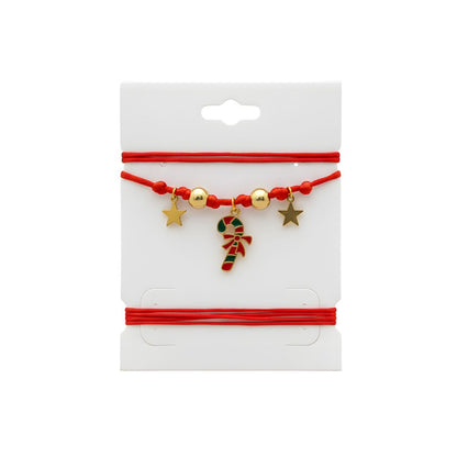 Choker rosso natalizio con bastoncino di zucchero, fiocco e stelline oro