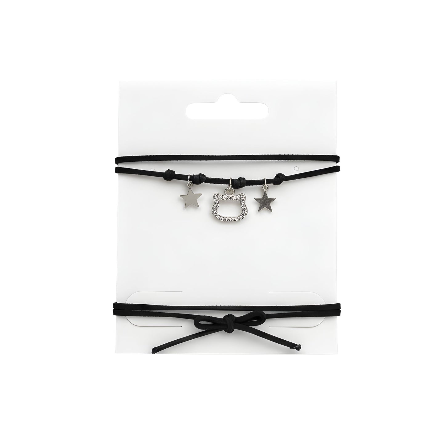 Choker nero con stelline silver e ciondolo Hello Kitty glitter