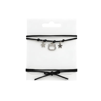 Choker nero con stelline silver e ciondolo Hello Kitty glitter