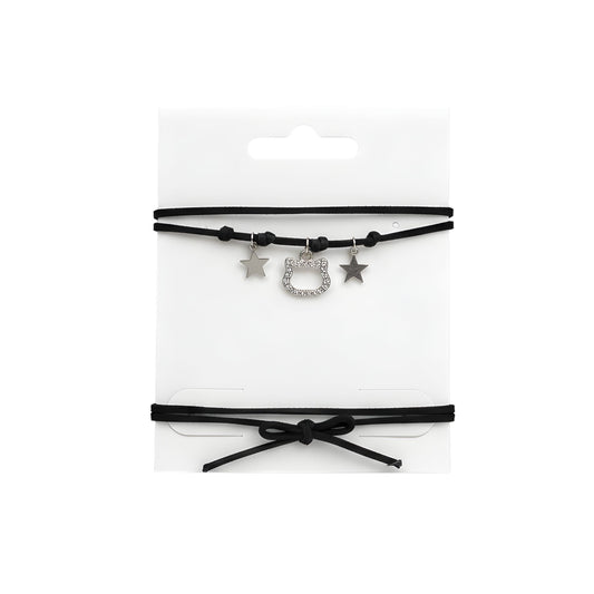 Choker nero con stelline silver e ciondolo Hello Kitty glitter