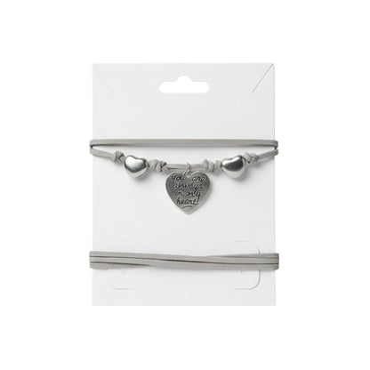 Choker grigio con cuori in acciaio inox e cuore inciso “You Are Always in My Heart”