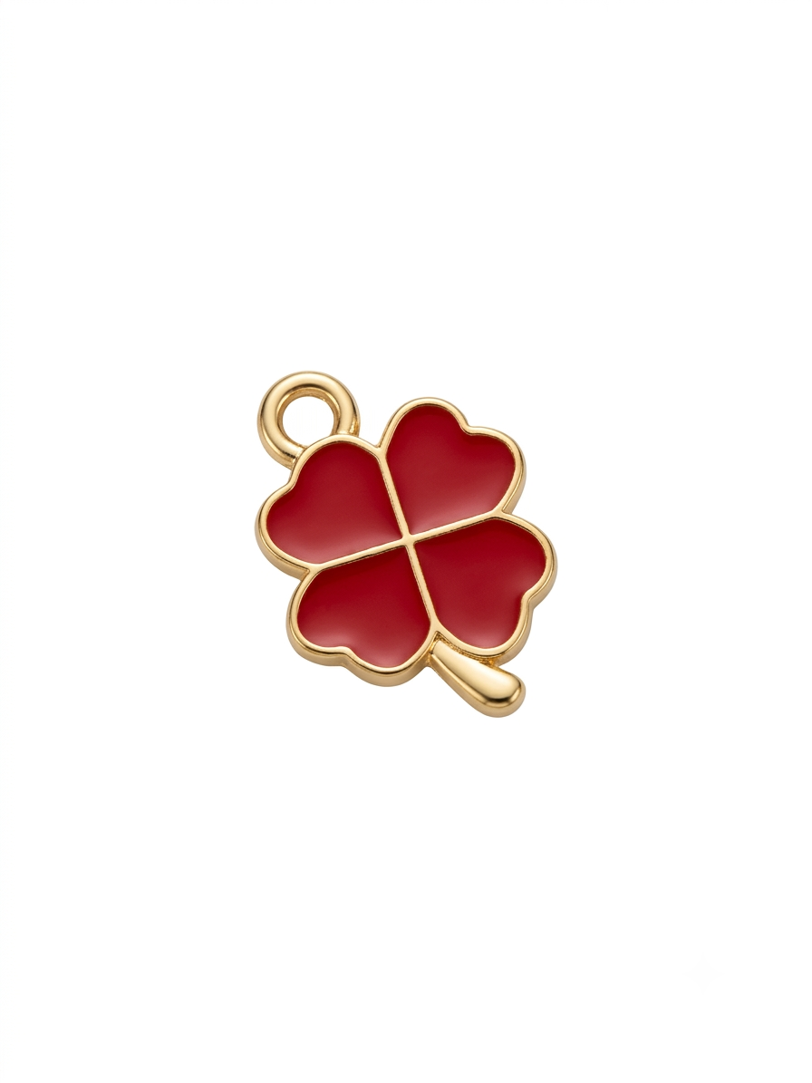 Charm piccolo quadrifoglio rosso