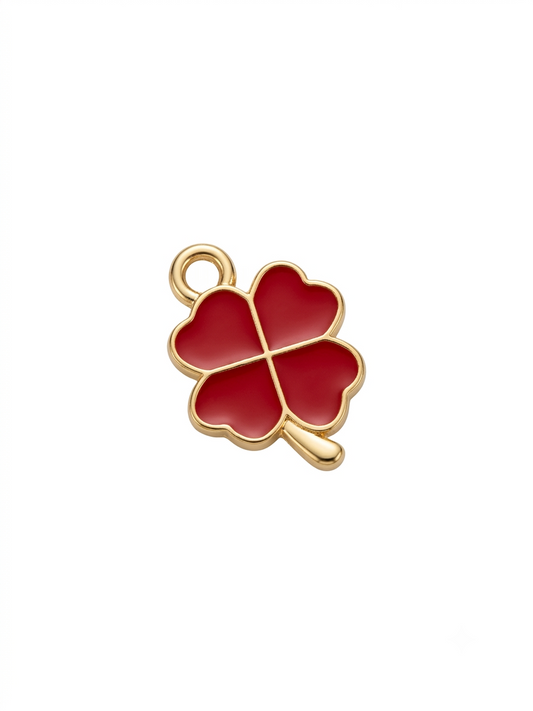 Charm piccolo quadrifoglio rosso