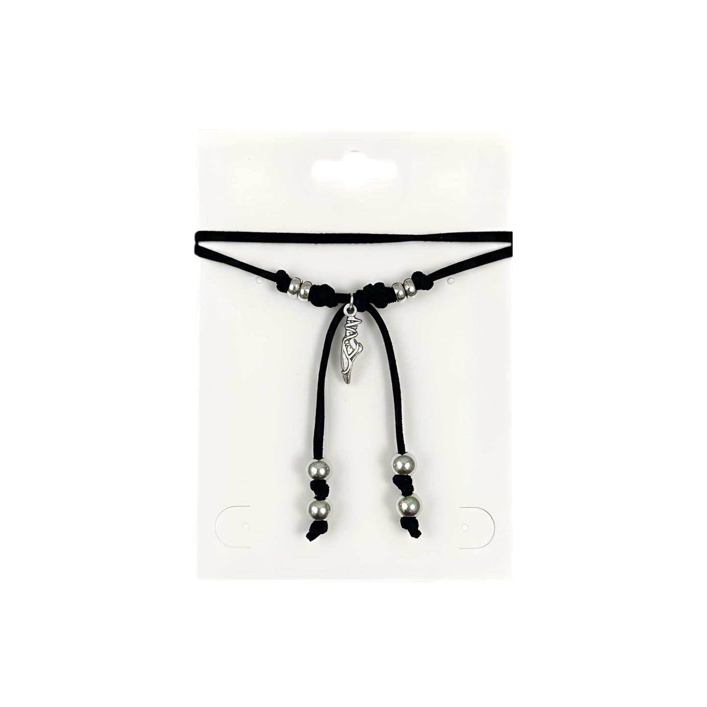 Choker nero in pelle scamosciata Pointe con punta da ballerina silver e perline